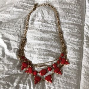 Jcrew layered red and pink adjustable necklace